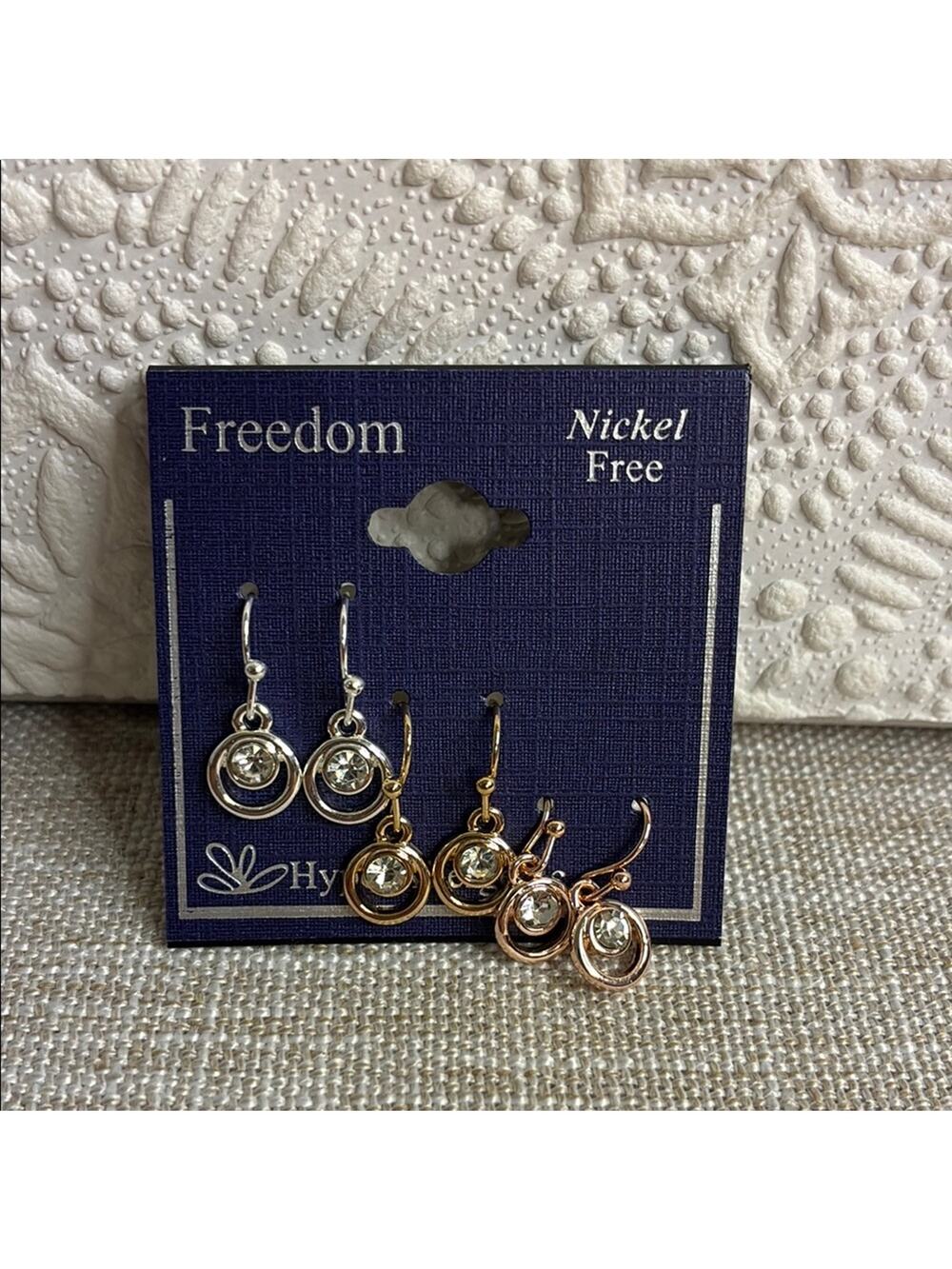 Freedom Silver and Gold Tone Earrings Set